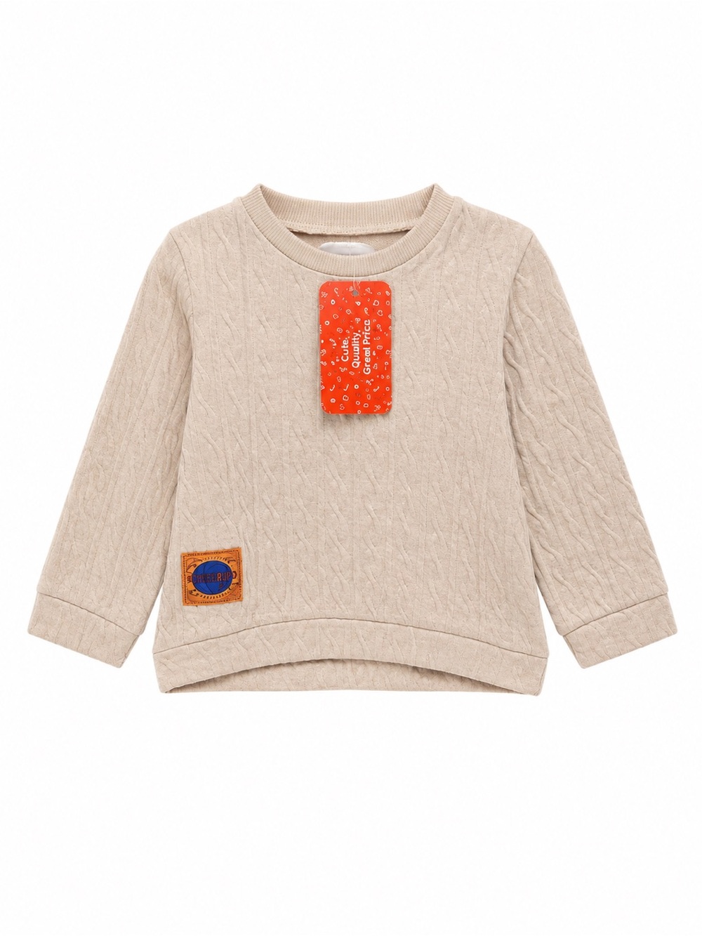 PatPat Cream Cable-Knit Crewneck Sweatshirt